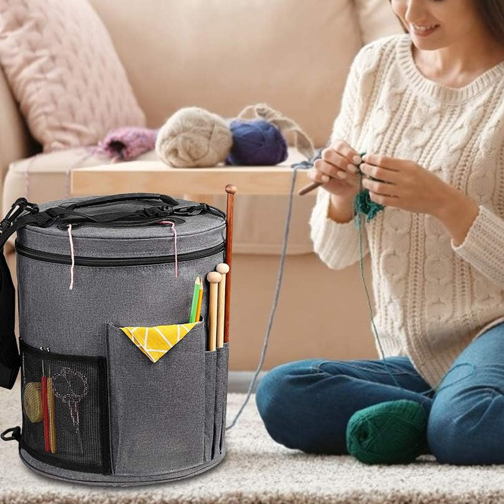 Portable Knitting Crochet Storage Bag with Shoulder Strap