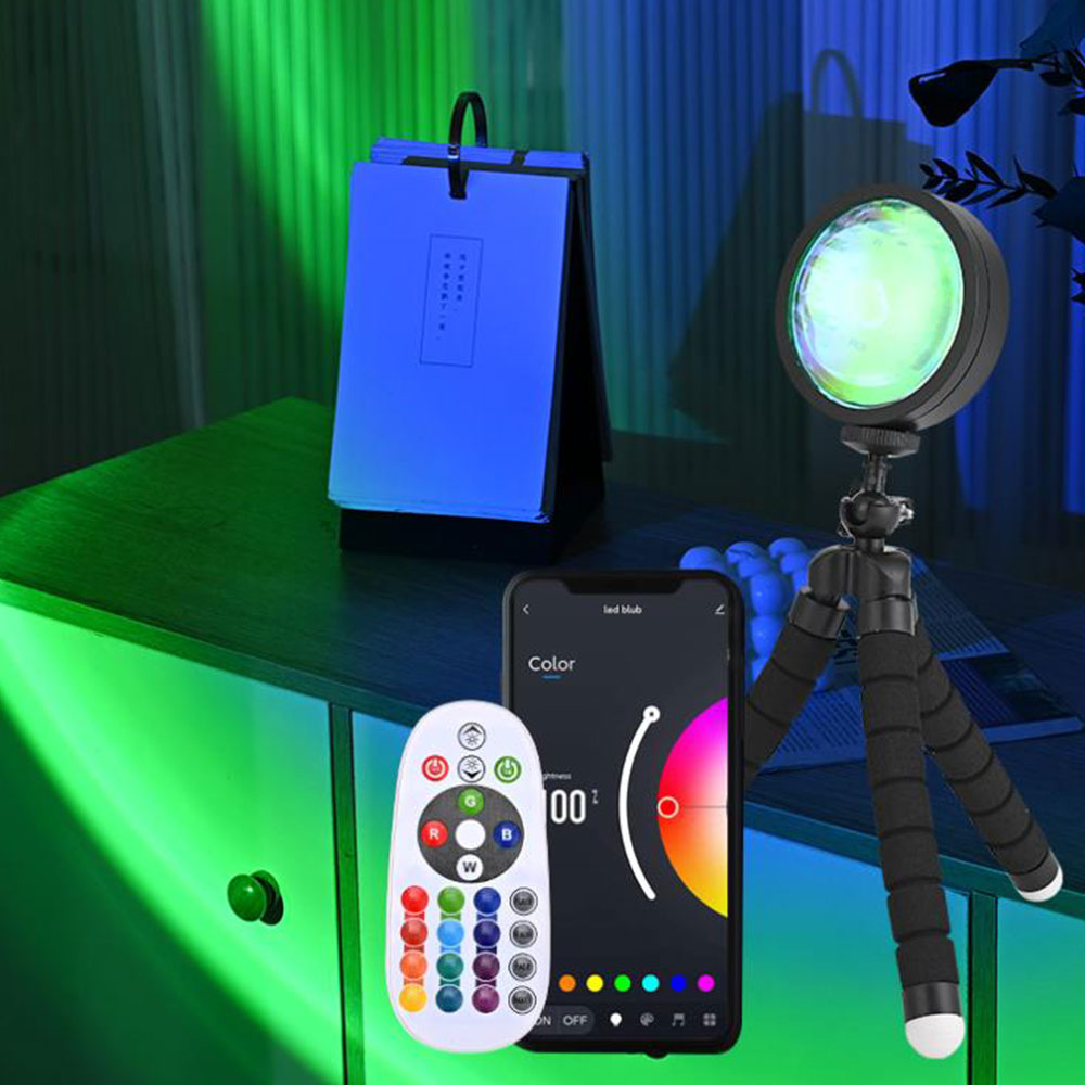 2Pcs Sunset Lamp Projector RGB Color Rotation LED Sunset Projection Lamp Room Decor