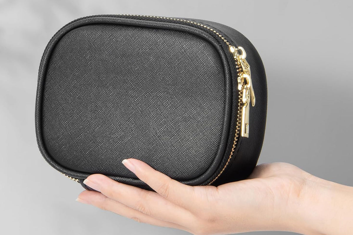 PU Leather Makeup Case Lighted Mirror LED Travel Cosmetic Organizer