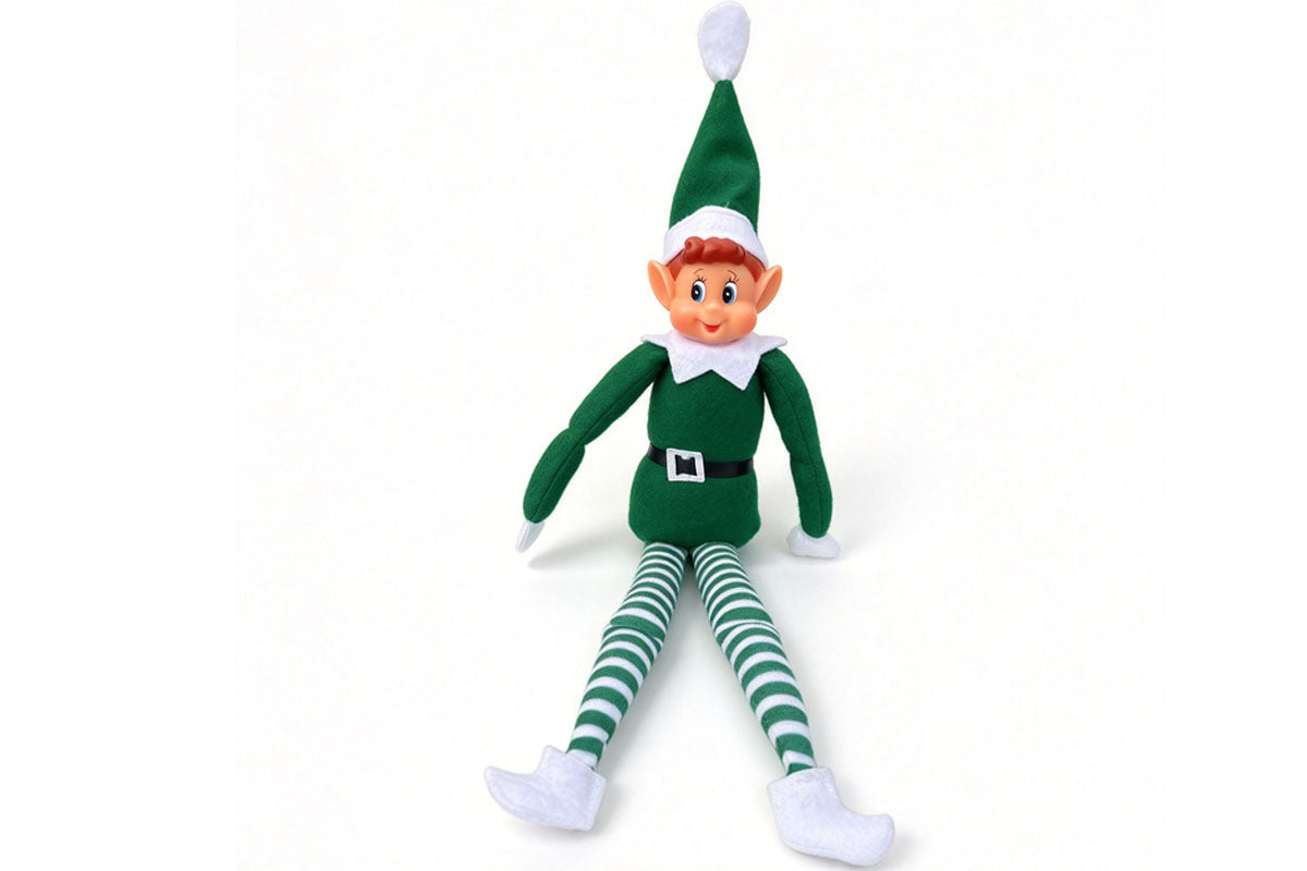 2Pcs Poseable Christmas Elf Fabric Doll Xmas Tabletop Decoration 40cm
