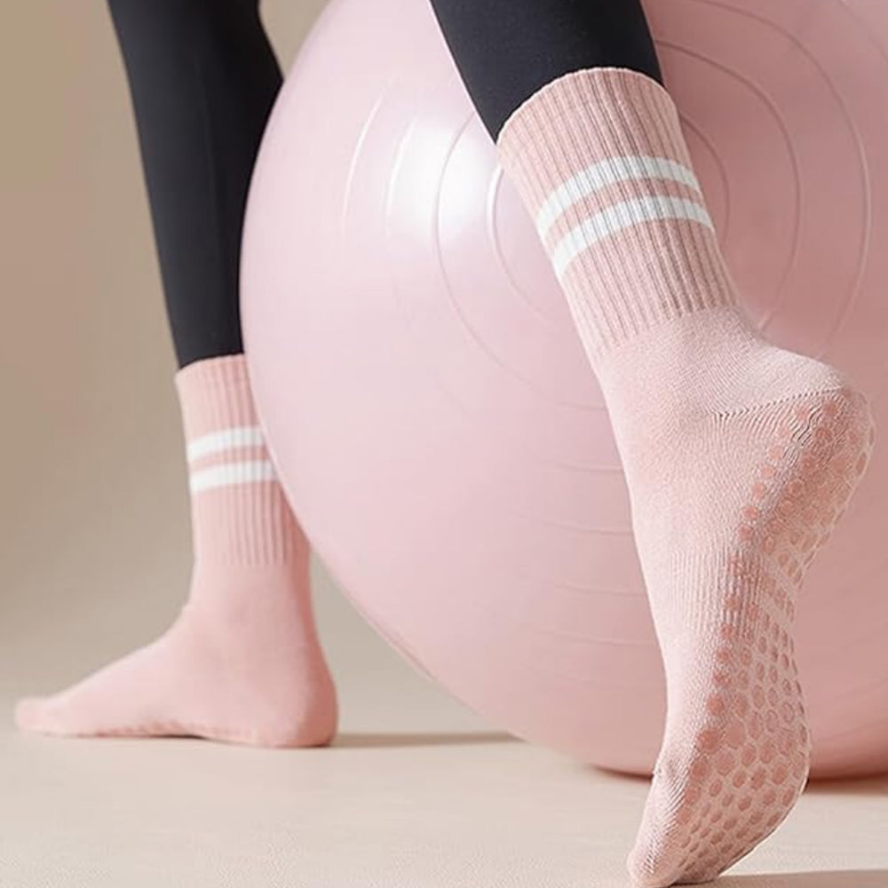 3 Pairs Non-Slip Yoga Cushioned Socks
