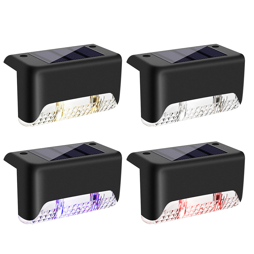4Pcs LED Solar Fence and Step Lights for Outdoor Garden Stairs and Deck
