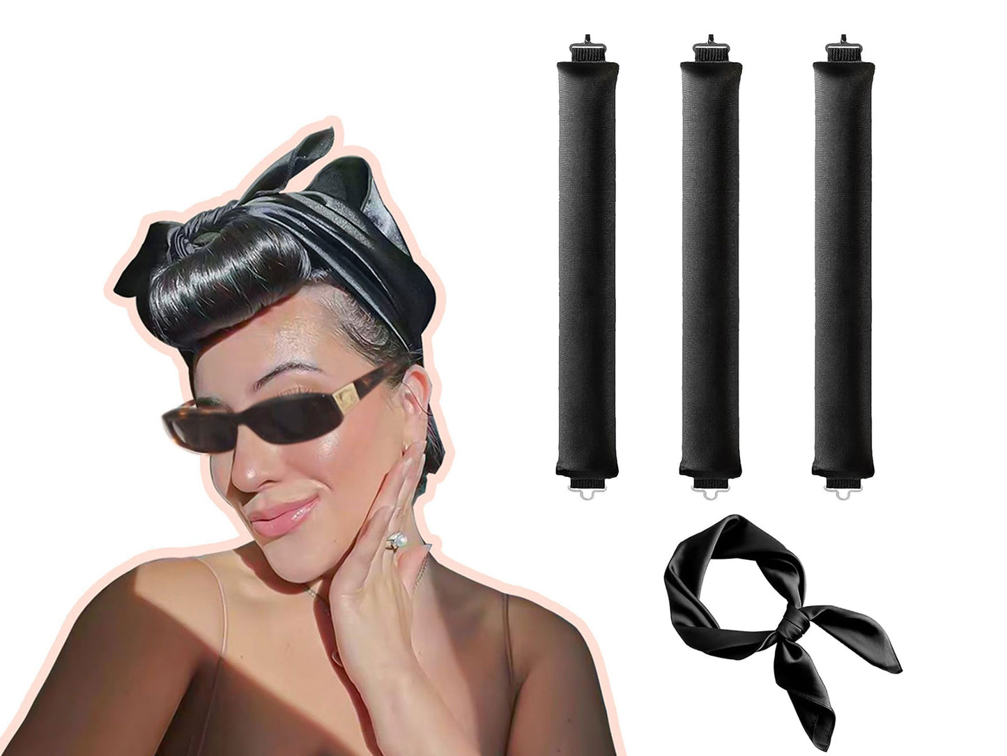 3Pcs Heatless Curling Rod Headband No Heat Wave Hair Curlers Sleep Overnight Set