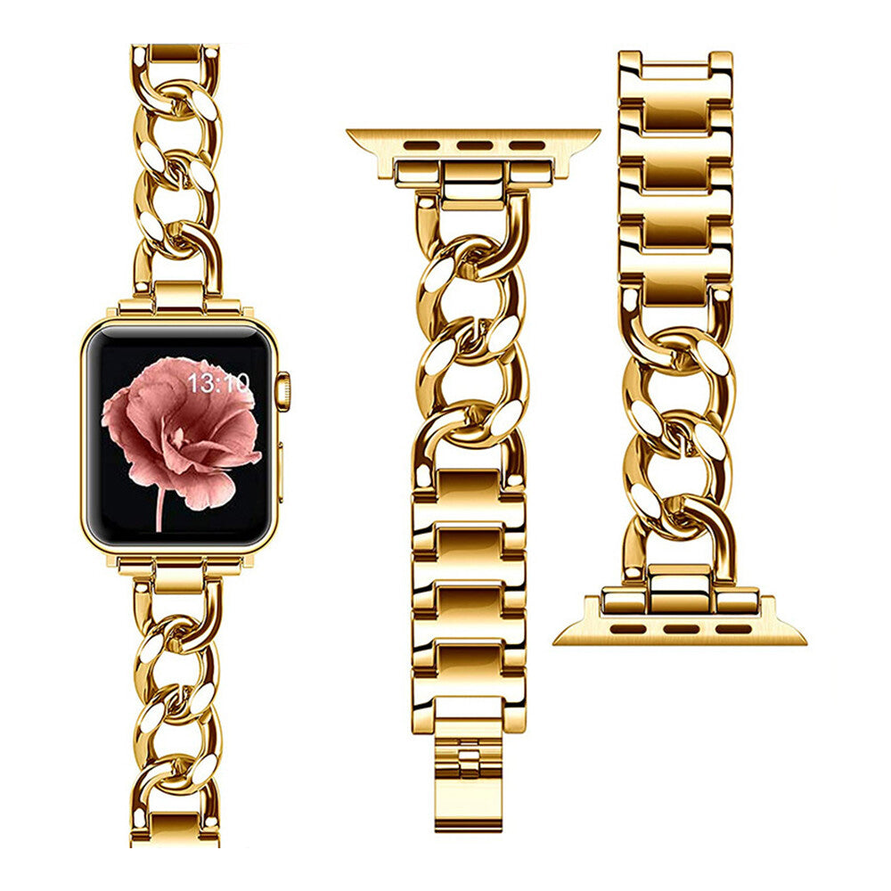 Metal Strap Band for Apple Watch Series 8 7 6 5 4 3 2 1 49mm 46mm 45mm 44mm 42mm-Gold