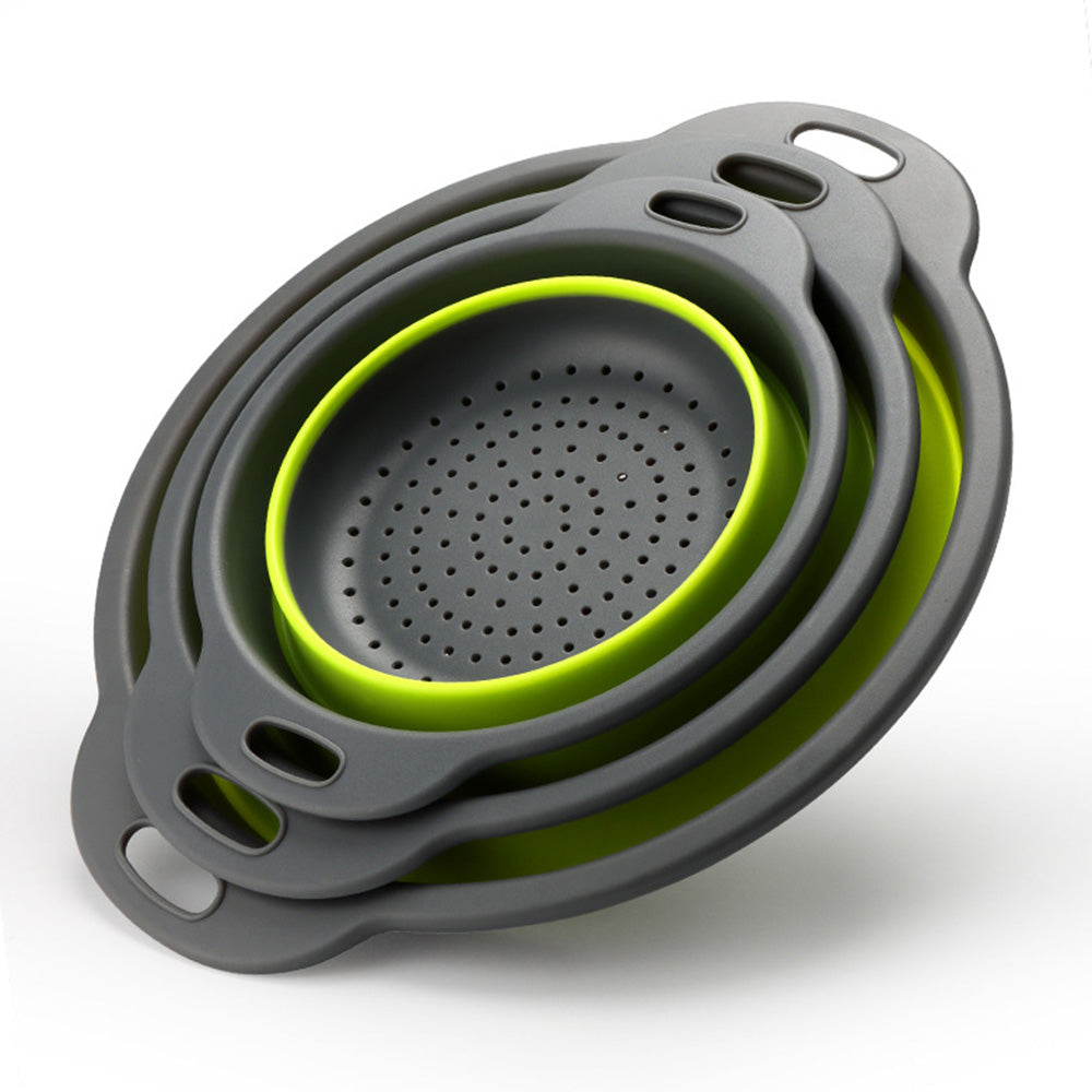 3 Piece Foldable Colander Set for Kitchen Use