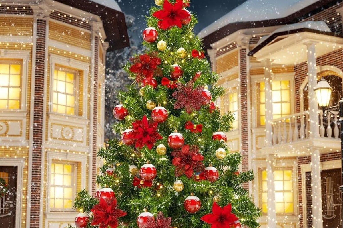 24Pcs Artificial Flowers Christmas Tree Decorations for Wreath Fireplace Stairs