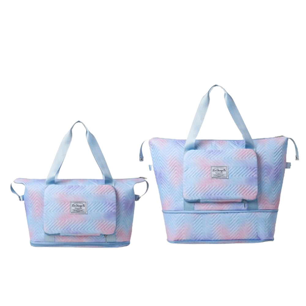 2Pcs Gradient Color Expandable Large-Capacity Travel Foldable Duffle Bag