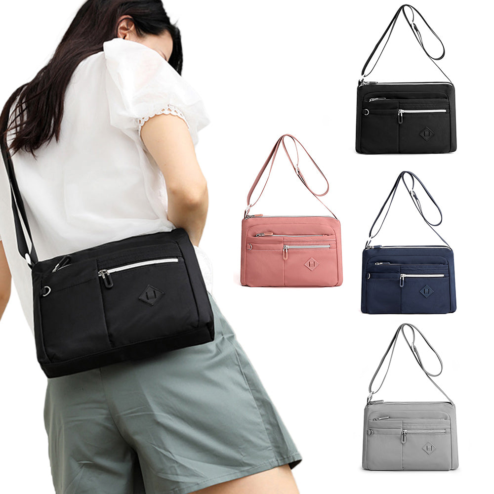 Multi-Pocket Splash-Proof Nylon Crossbody Shoulder Bag