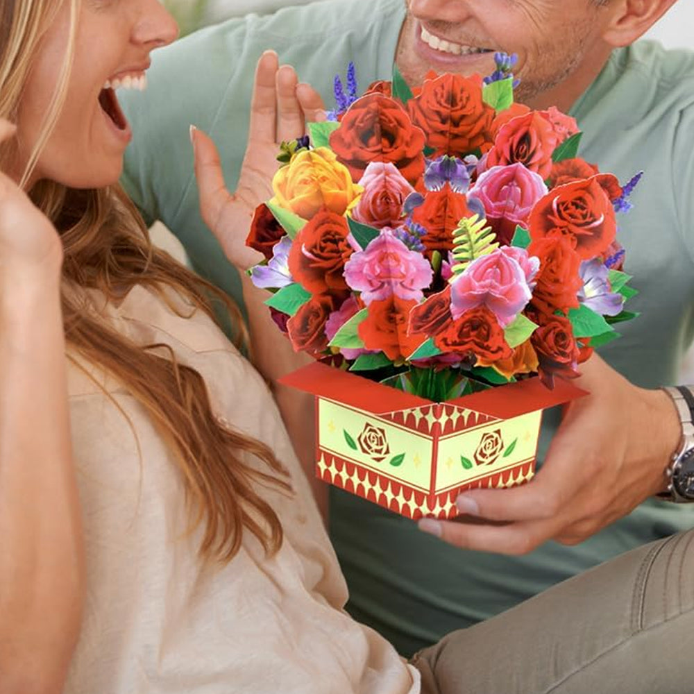 Pop-up 3D Flower Bouquet Greeting Card for Mother's Day-Roses