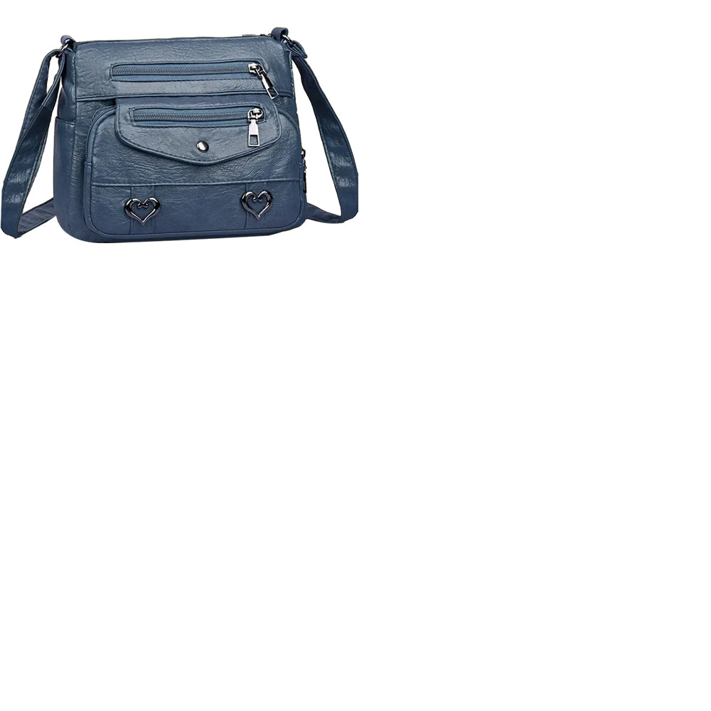 Retro Multi Pockets Crossbody Bag PU Leather Crossbody Shoulder Bag for Women