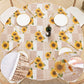 Waterproof Wipeable Elastic Edge Round PVC Print Tablecloth for Kitchen