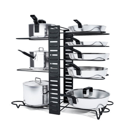 Adjustable 8 Tier Pan and Pot Lid Holder Rack