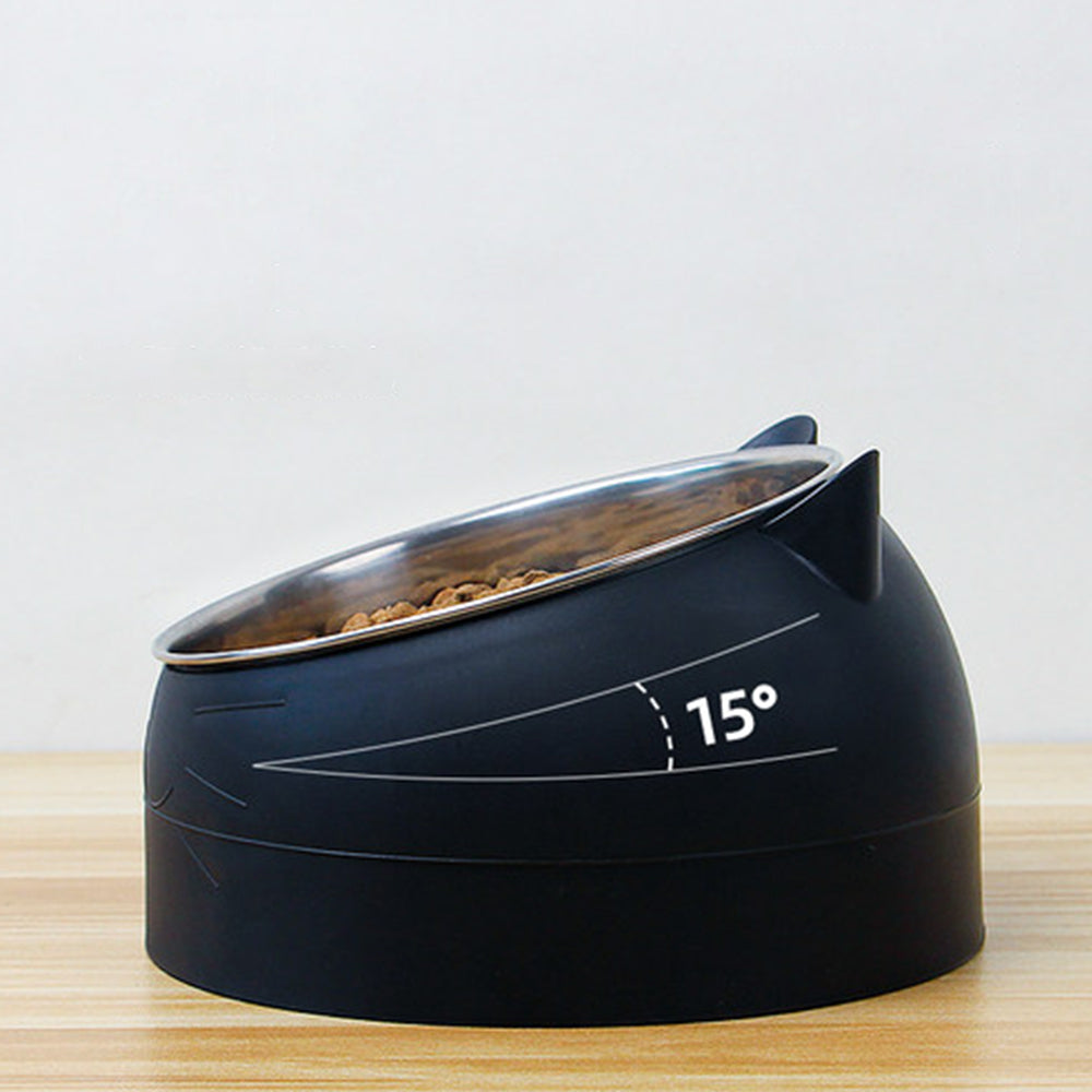 Slanted Stainless Steel Pet Feeder Bowl