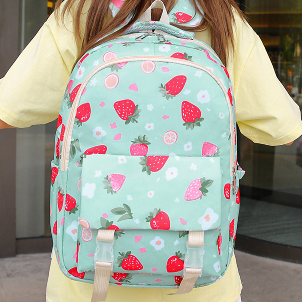 3Pcs Set Kids Backpack With Lunch Bag Pencil Bag Nylon Lightweight School Backpack
