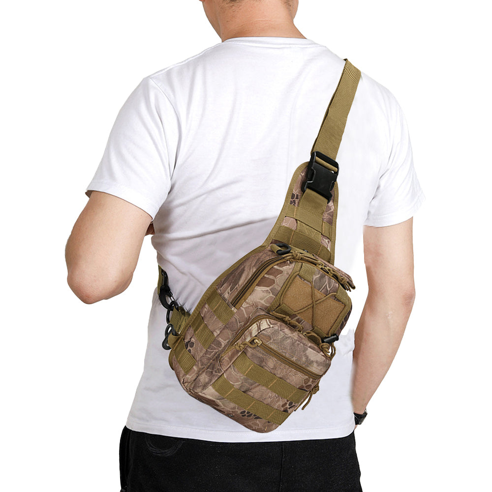 2Pcs Outdoor Military Sport Tactical Chest Bag Shoulder Bag-Grey and Brown