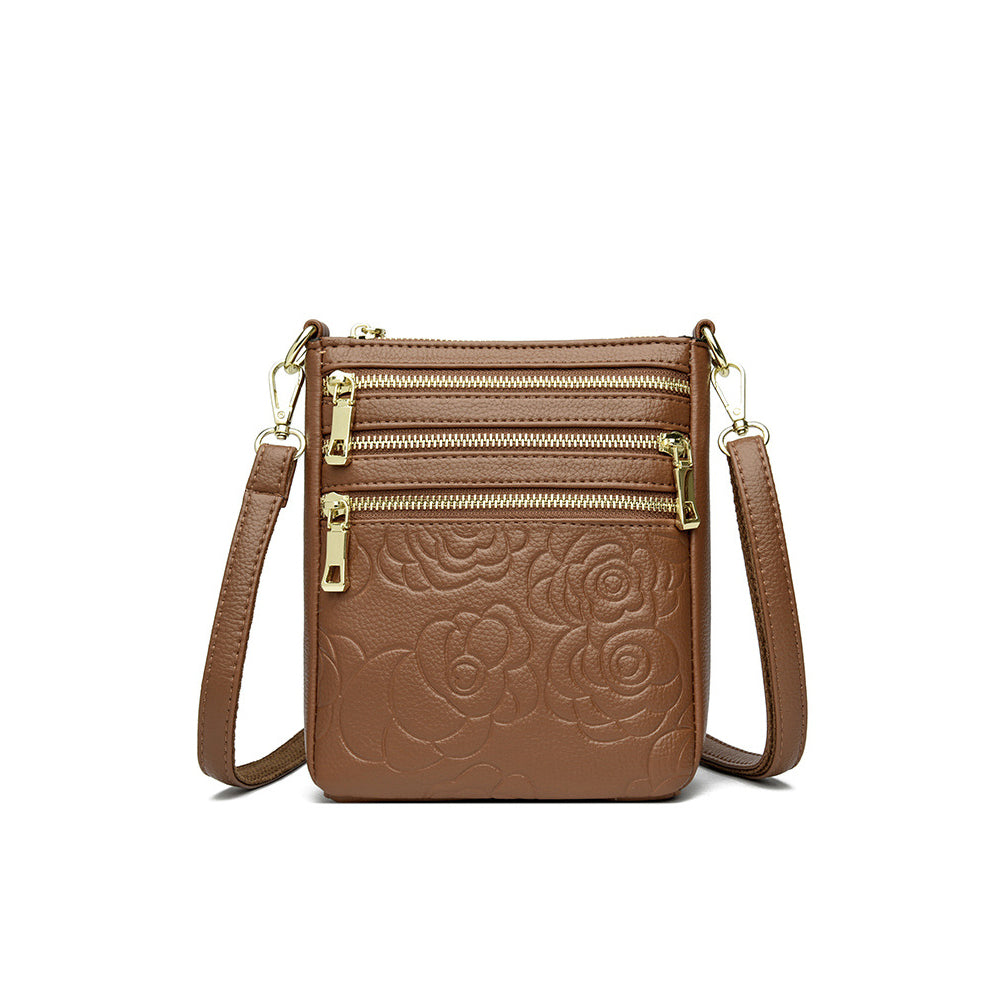 Genuine Leather Crossbody Shoulder Bag Multi-Compartment Water-resistant Handbag