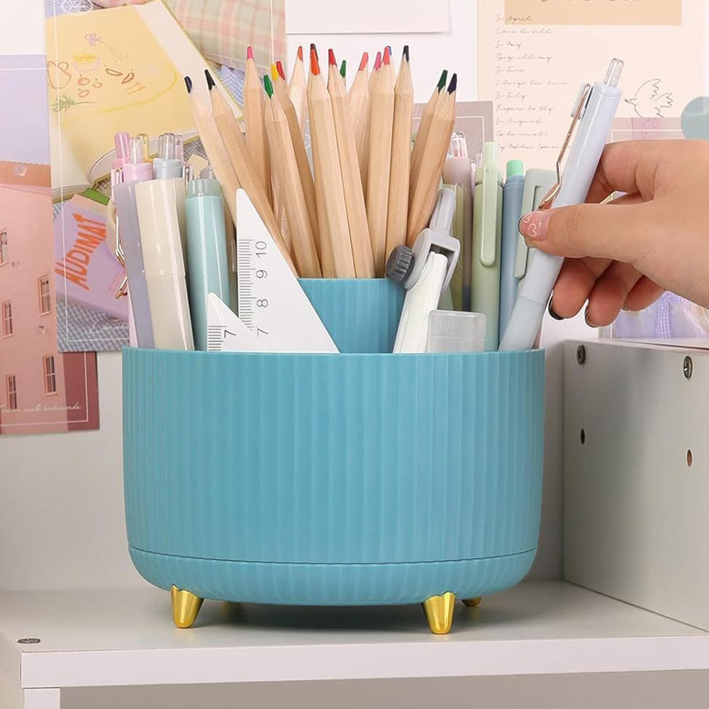 360 Degree Rotating Desk Organizer with 4 Slots For Pencil and Pen Holder