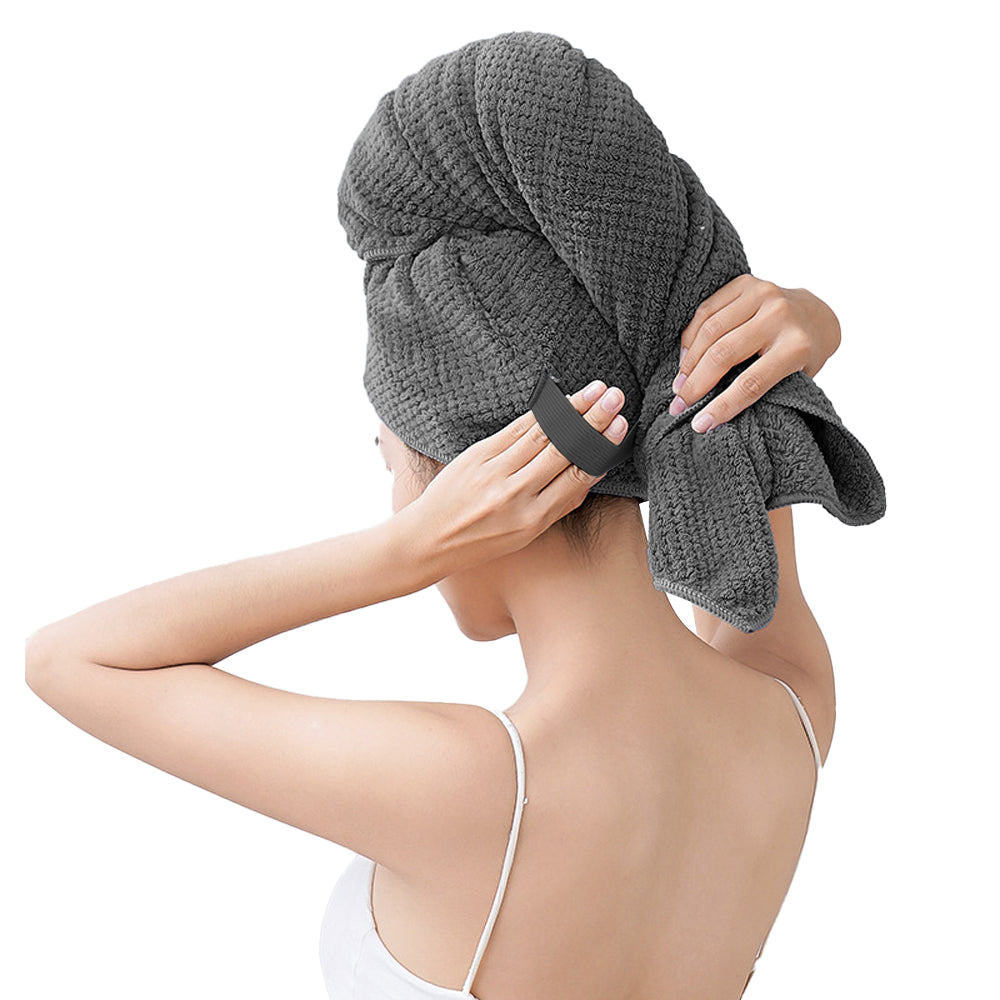 5Pcs Microfiber Hair Towel Wrap with Elastic Strap for Women