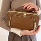 Large Capacity PU Leather Water-Resistant Checkered Cosmetic Bag Travel Makeup Bag