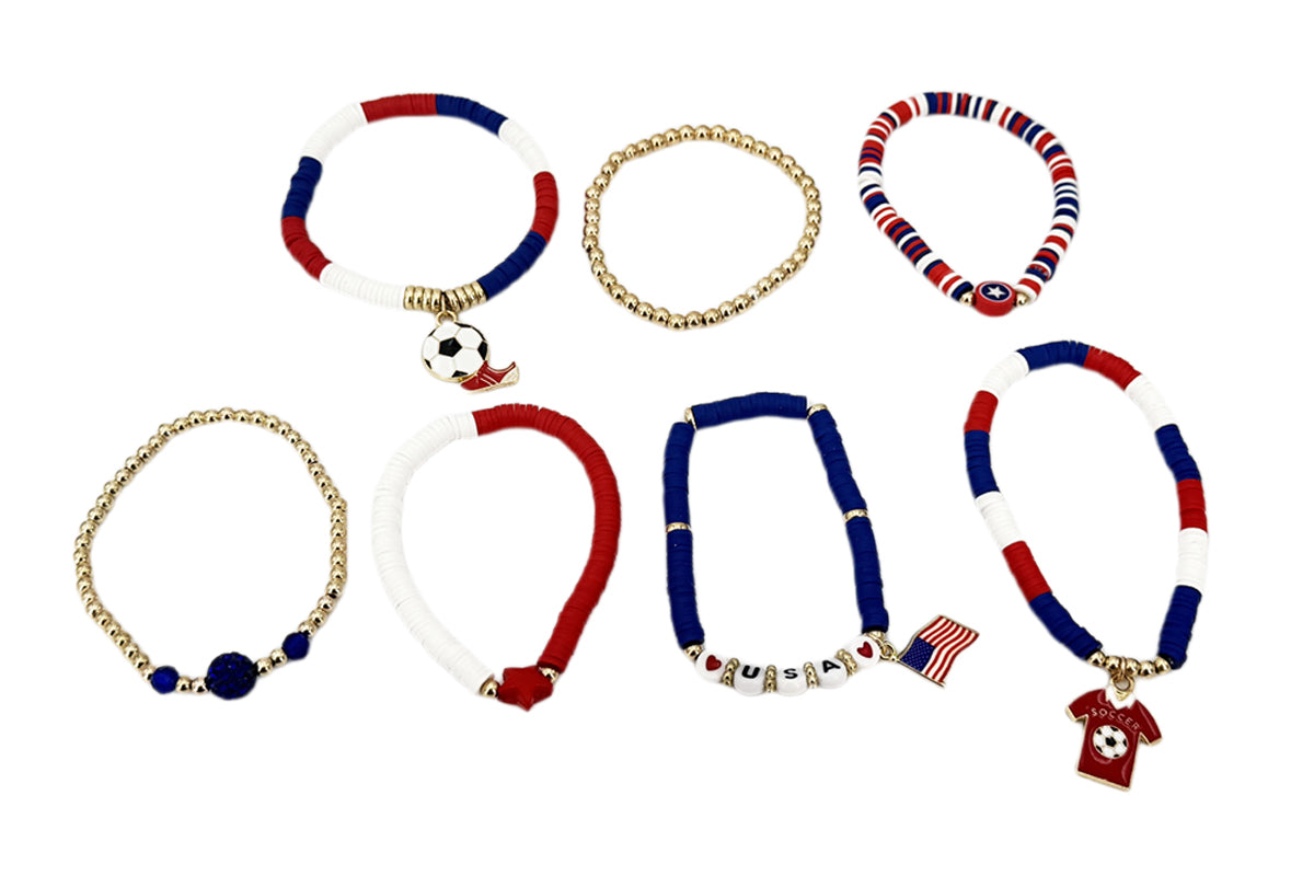 Colorful Soft Clay Football World Cup Bracelets Set for Aldults Soccer Fans