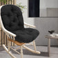 Solid Twill Swivel Rocker Chair Cushion High Back Water Resistant Pad-Black