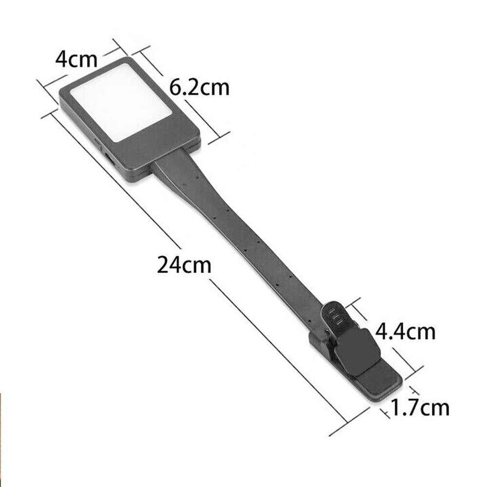 LED Book Reading Light Lamp USB Rechargeable Flexible Clip On Bed Desk Table