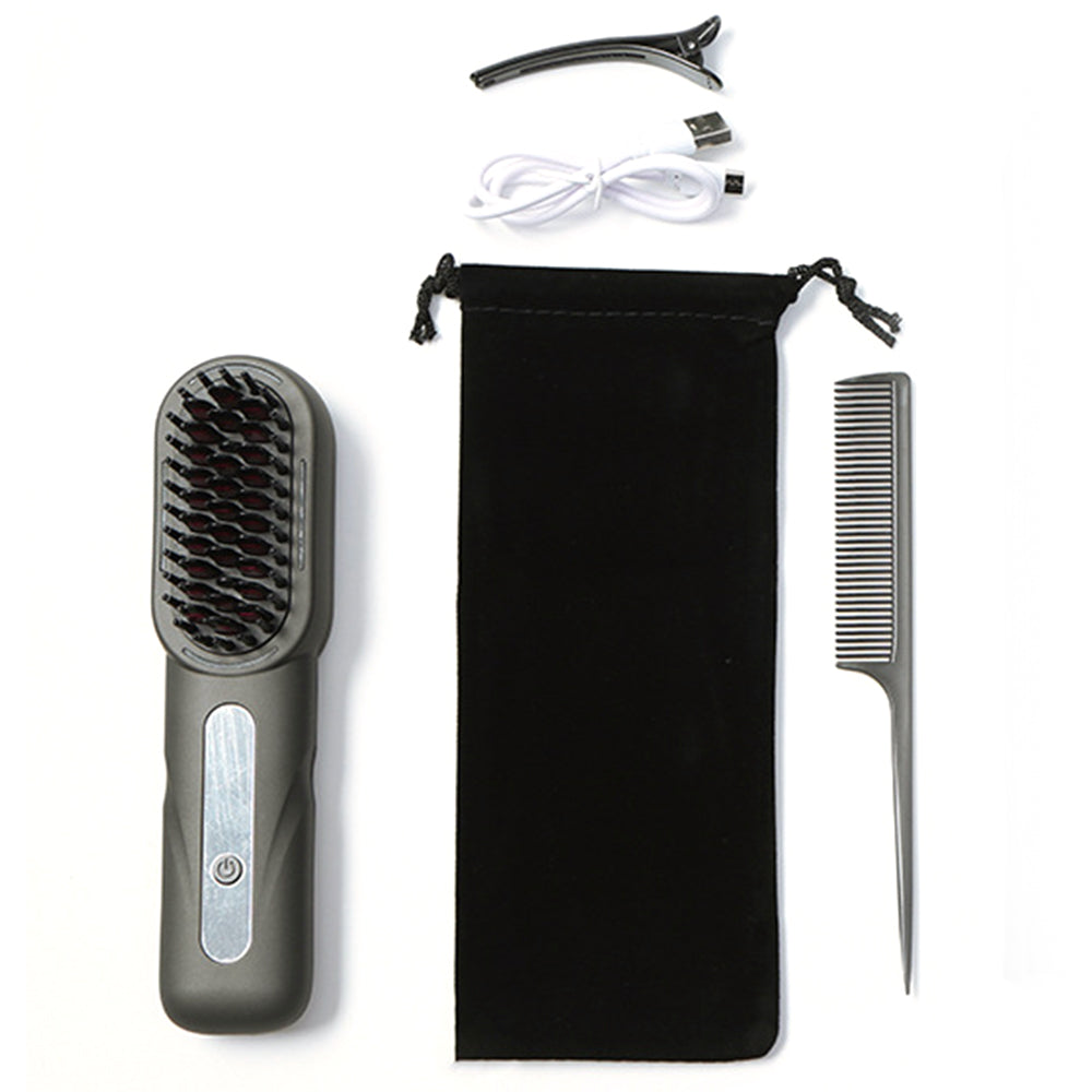 Rechargeable Cordless Hair Straightener Brush with LED Display