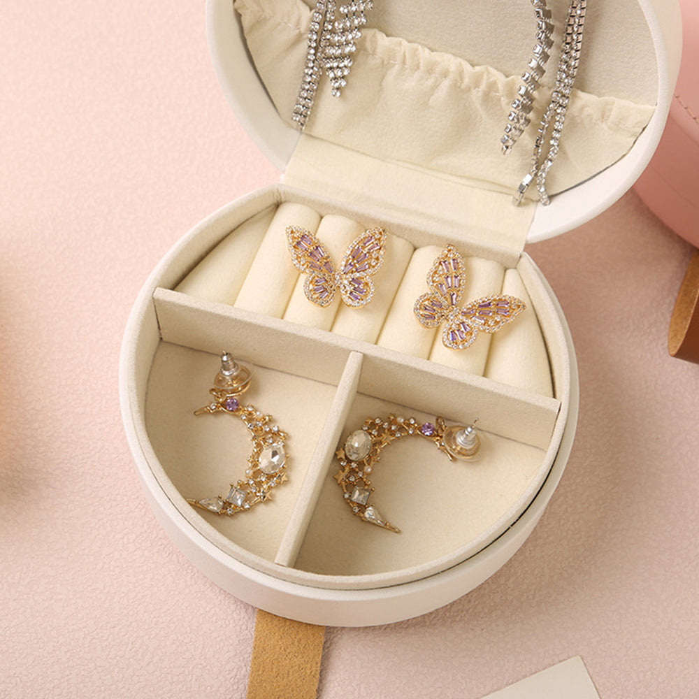 PU Leather Mini Travel Jewelry Storage Box for Earring Necklace