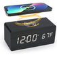 2Pcs Wooden Digital Alarm Clock with Wireless Charger