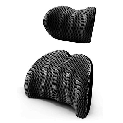 Set of Car Seat Memory Foam Lumbar Back Support and Neck Pillow