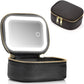 PU Leather Makeup Case Lighted Mirror LED Travel Cosmetic Organizer