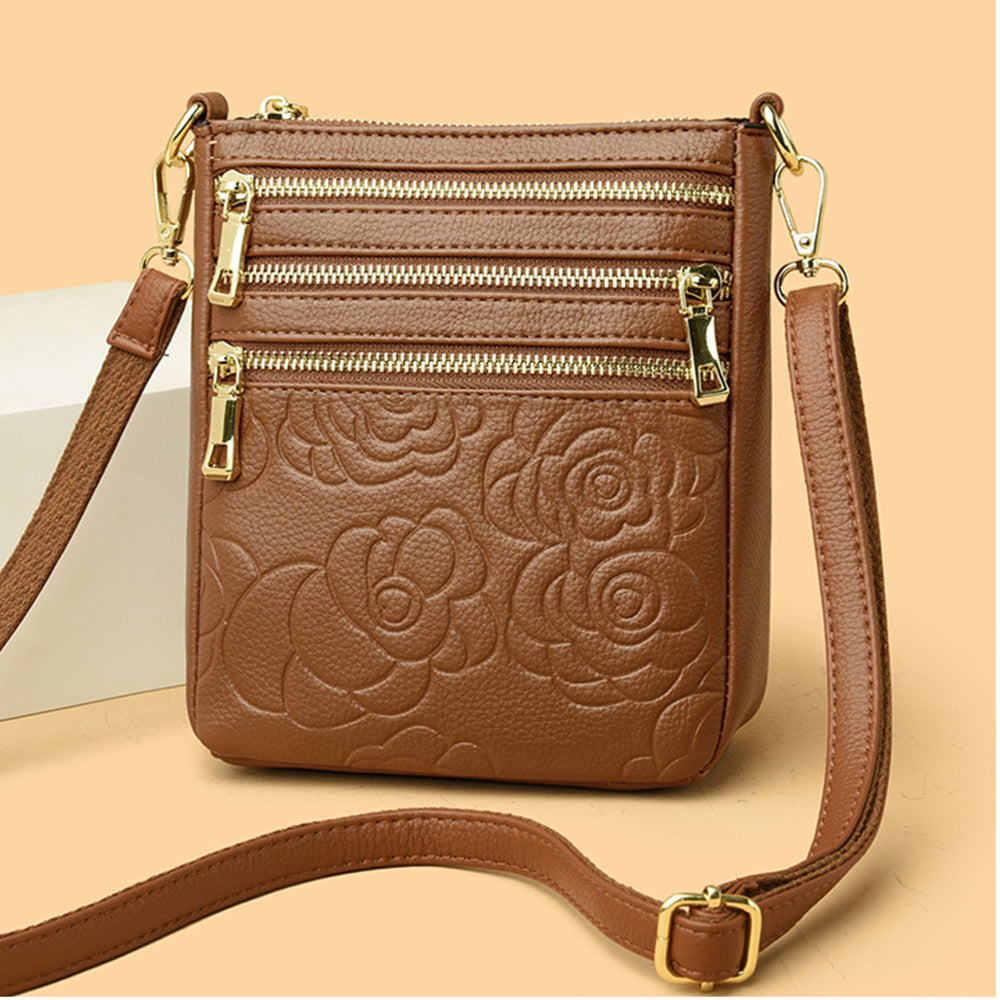 Genuine Leather Crossbody Shoulder Bag Multi-Compartment Water-resistant Handbag