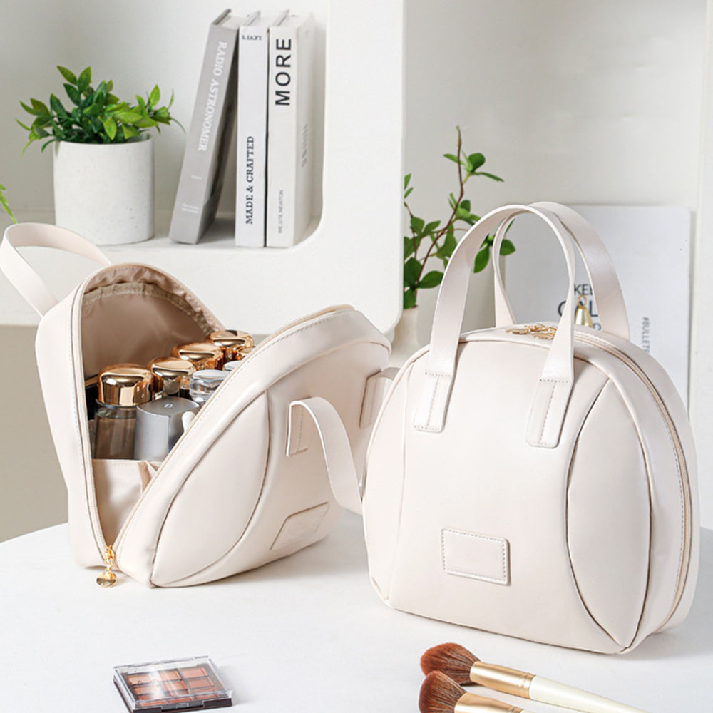 Portable PU Leather Cosmetic Bag with Handle