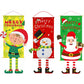 Merry Christmas Fabric Flag Santa Claus Snowman Banner Xmas Door Porch Hanging Decoration-Green Santa Claus+Red Snowman+Elf