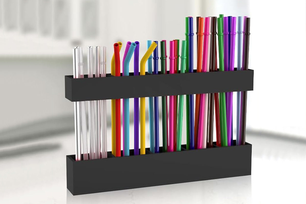 Straw Holder for Cabinet Door Reusable Straw Storage for Kitchen Cupboard
