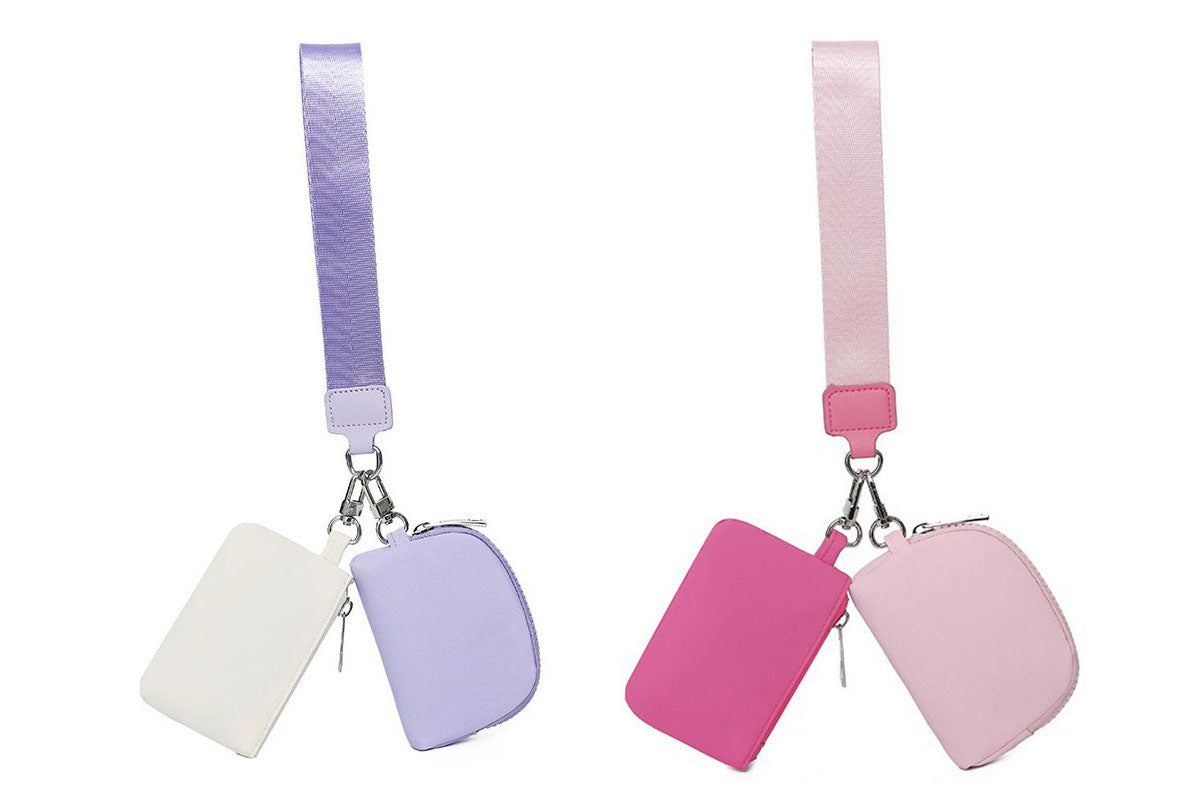 2-In-1 Dual-Pouch Wristlet Zipper Pouch Set Wallet Coin Purse Card Holder