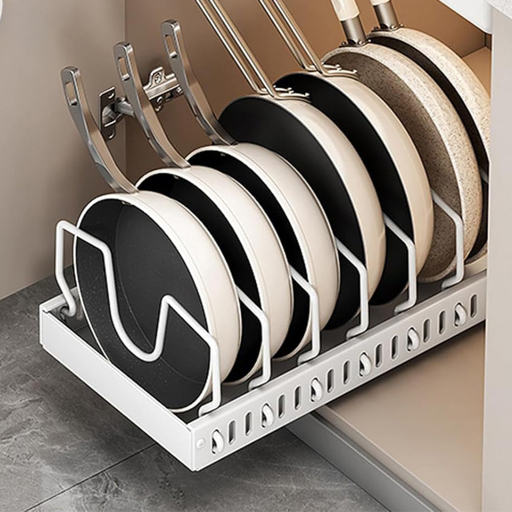 Pots and Pans Organizer Slide Out inside Cabinet Storage for Pot Lid Bakeware