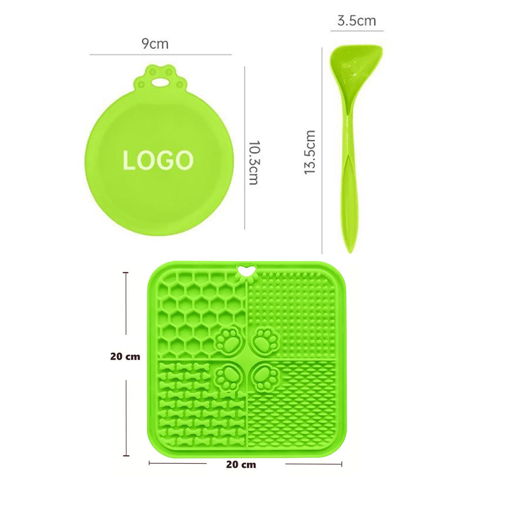 Silicone Dog Lick Mat with Spoon and Can Lid