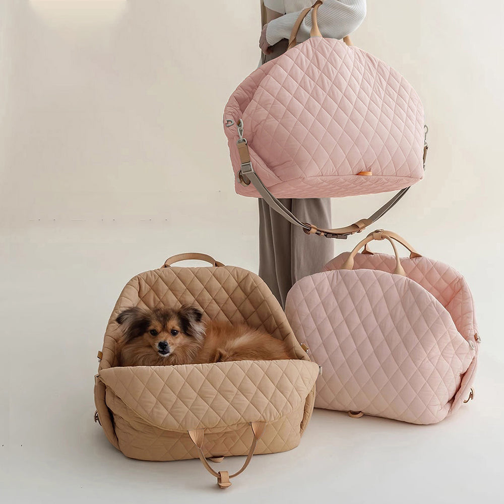 Soft Fluffy Car Seat Booster for Pet Travel Carrier Bed with Long Strap