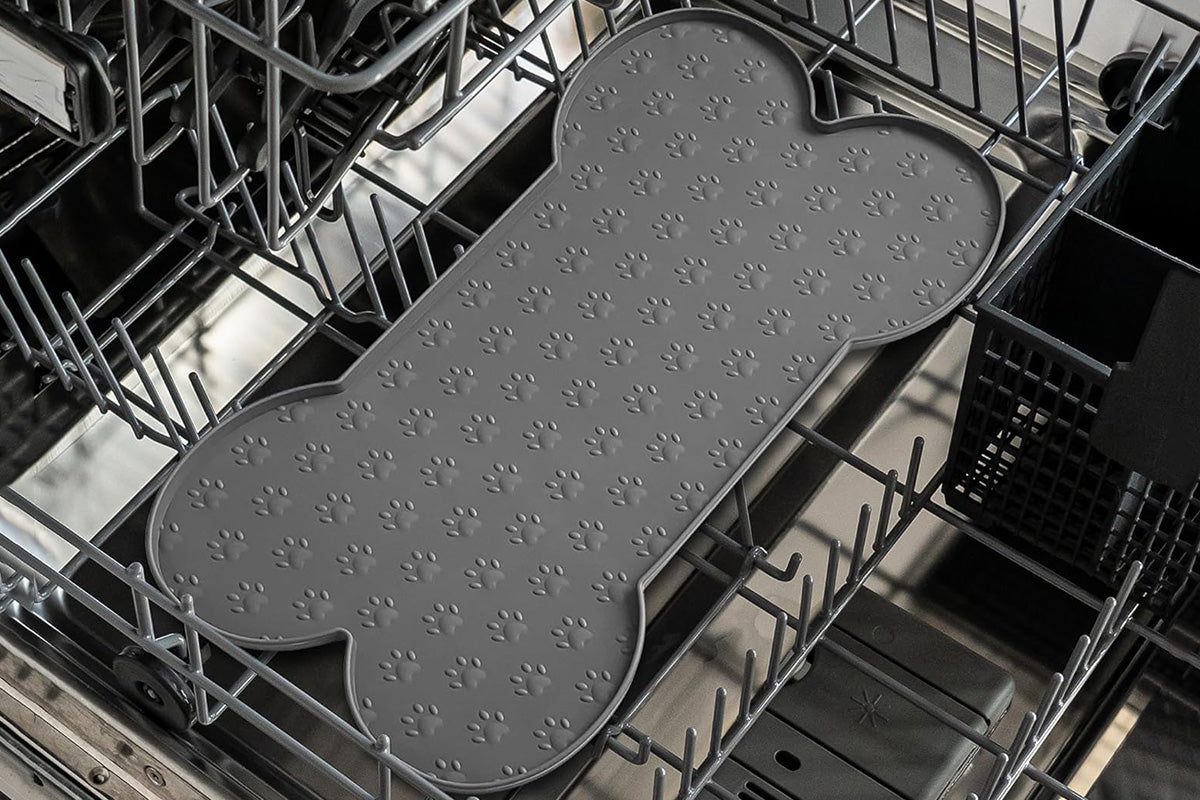 Dog Food Mats for Floors Waterproof Silicone Dog Bowl Mat with Raised Edge