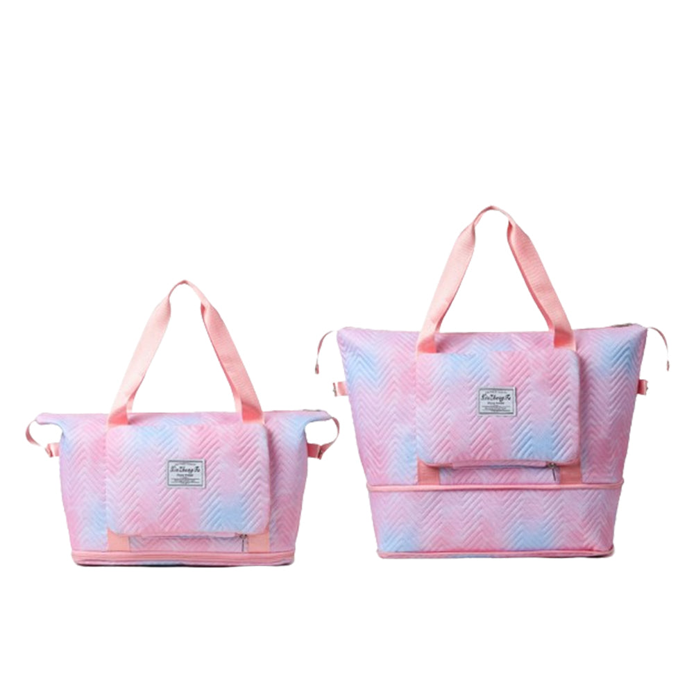 2Pcs Gradient Color Expandable Large-Capacity Travel Foldable Duffle Bag