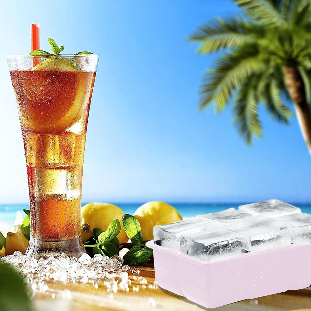 2Pcs 6-Grid Silicone Ice Cube Tray Large Square Ice Cube Mold