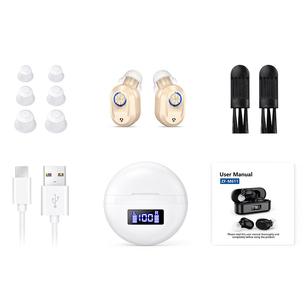 1 Pair Invisible Digital Hearing Aids Rechargeable Mini Sound Enhancer Amplifier