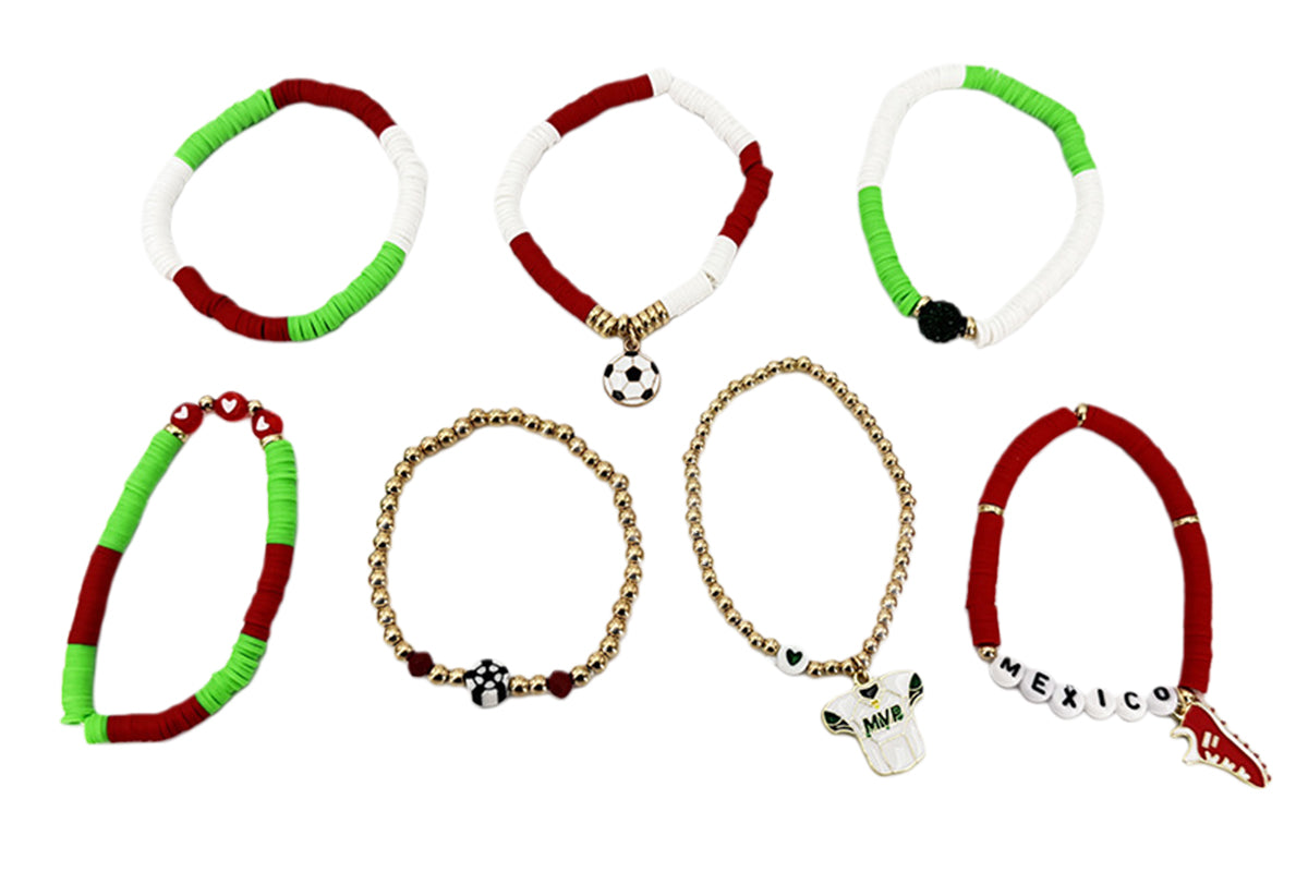Colorful Soft Clay Football World Cup Bracelets Set for Aldults Soccer Fans