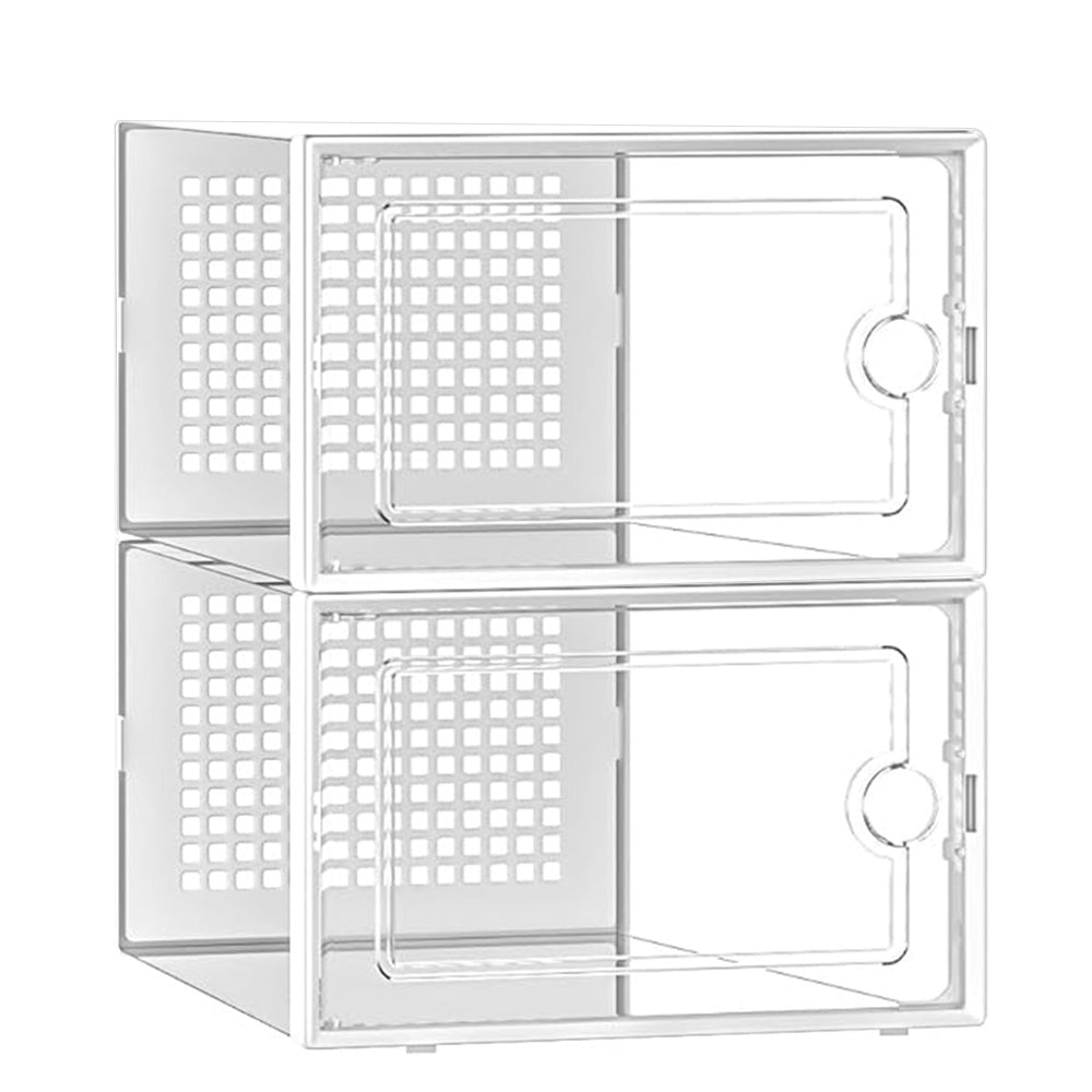2 Pcs Clear Stackable Shoe Boxes Plastic Sneaker Containers for Closet Under Bed