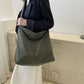 Large Capacity Corduroy Tote Bag with Adjustable Strap for Women