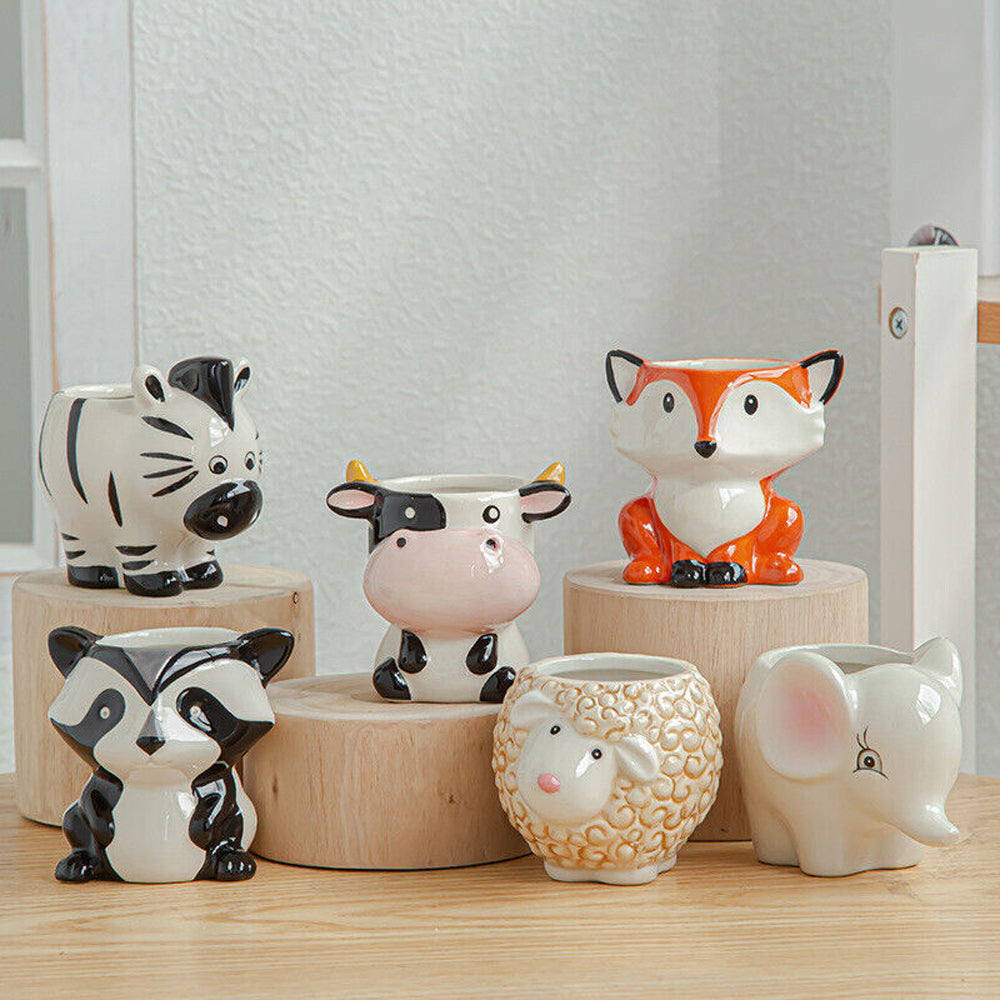 12pcs Cute Animal Shaped Plant Succulent Pots