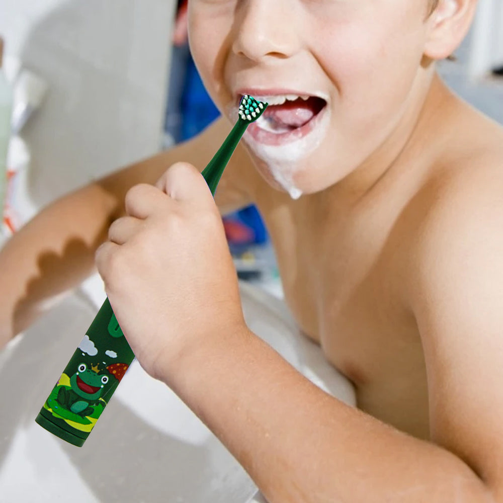 Cute Cartoon Electric Soft Toothbrush with 6 Replacement Electronic Toothbrush Heads