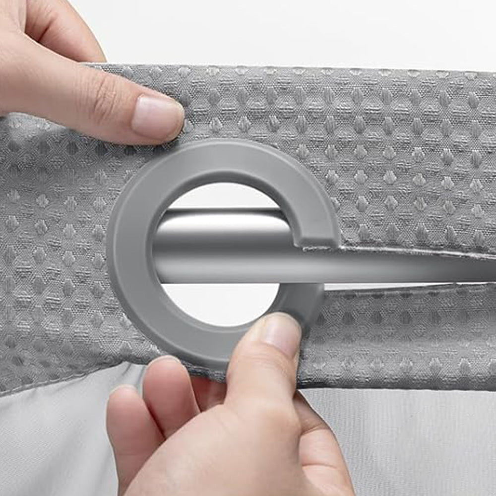 No Hook Shower Curtain with Snap-in Liner and See Through Top Window