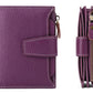 Genuine Leather Women's Wallet Short RFID Blocking Purse with Zipper